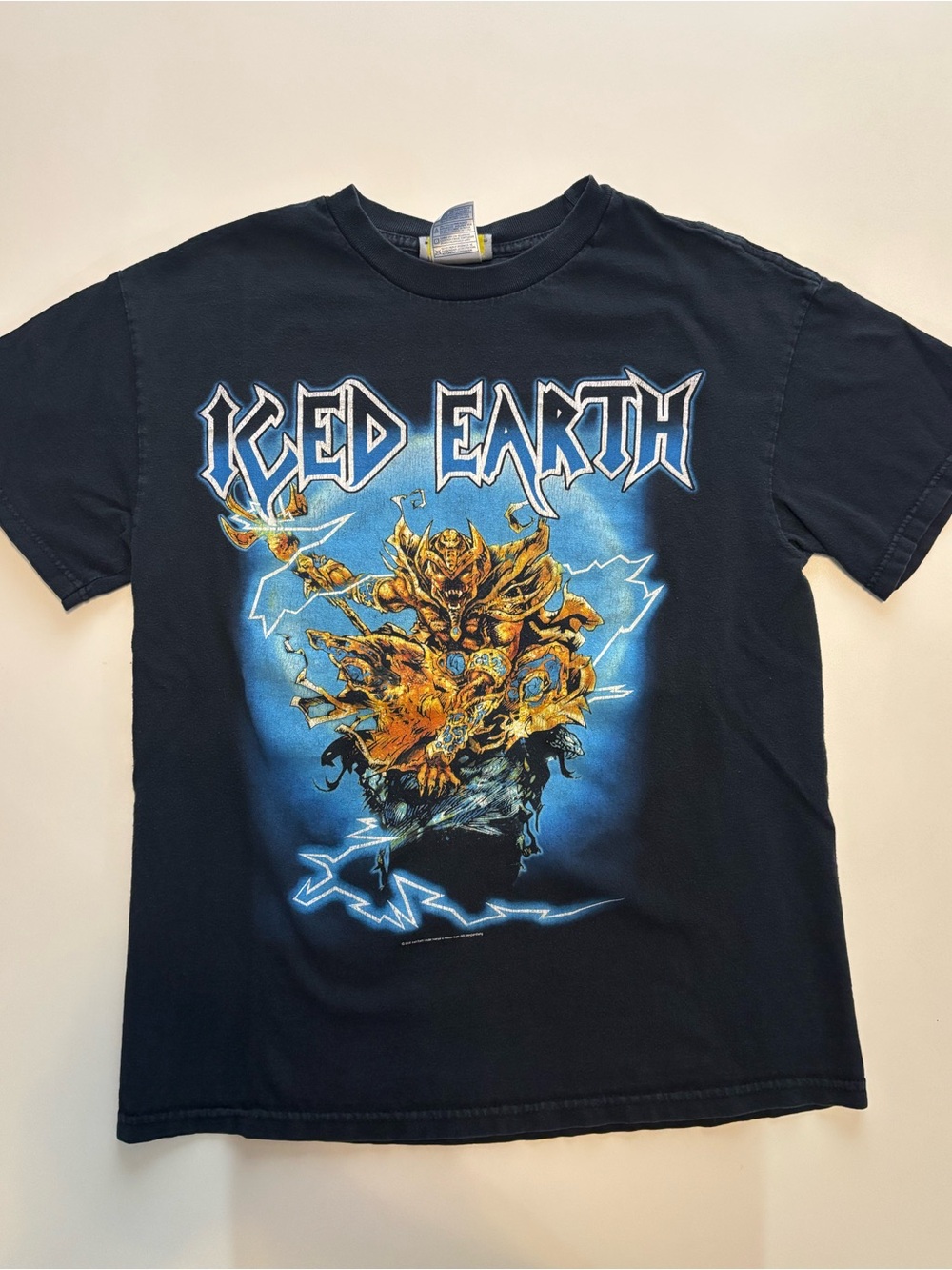 Iced earth vintage metal band tee /iron madden style print thunder hit year 2005